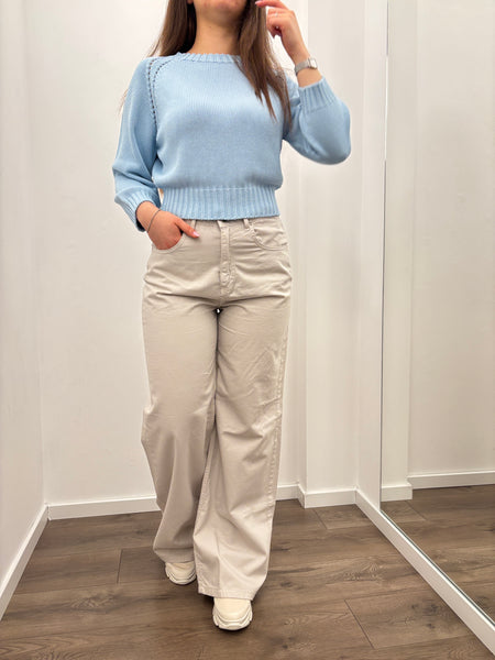 God Save Denim Zefiro-4 modello panta slouchy cotone sand