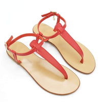 Coral Flat Leather Flip Flops