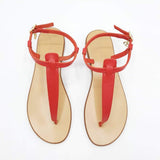 Coral Flat Leather Flip Flops