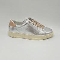 STOKTON silver powder sneakers with nude heel