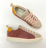 Sneakers PANCHIC Lace-Up Shoe Tricolor Suede Wool Brownrose Gray Curry