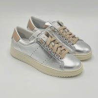 STOKTON silver powder sneakers with nude heel